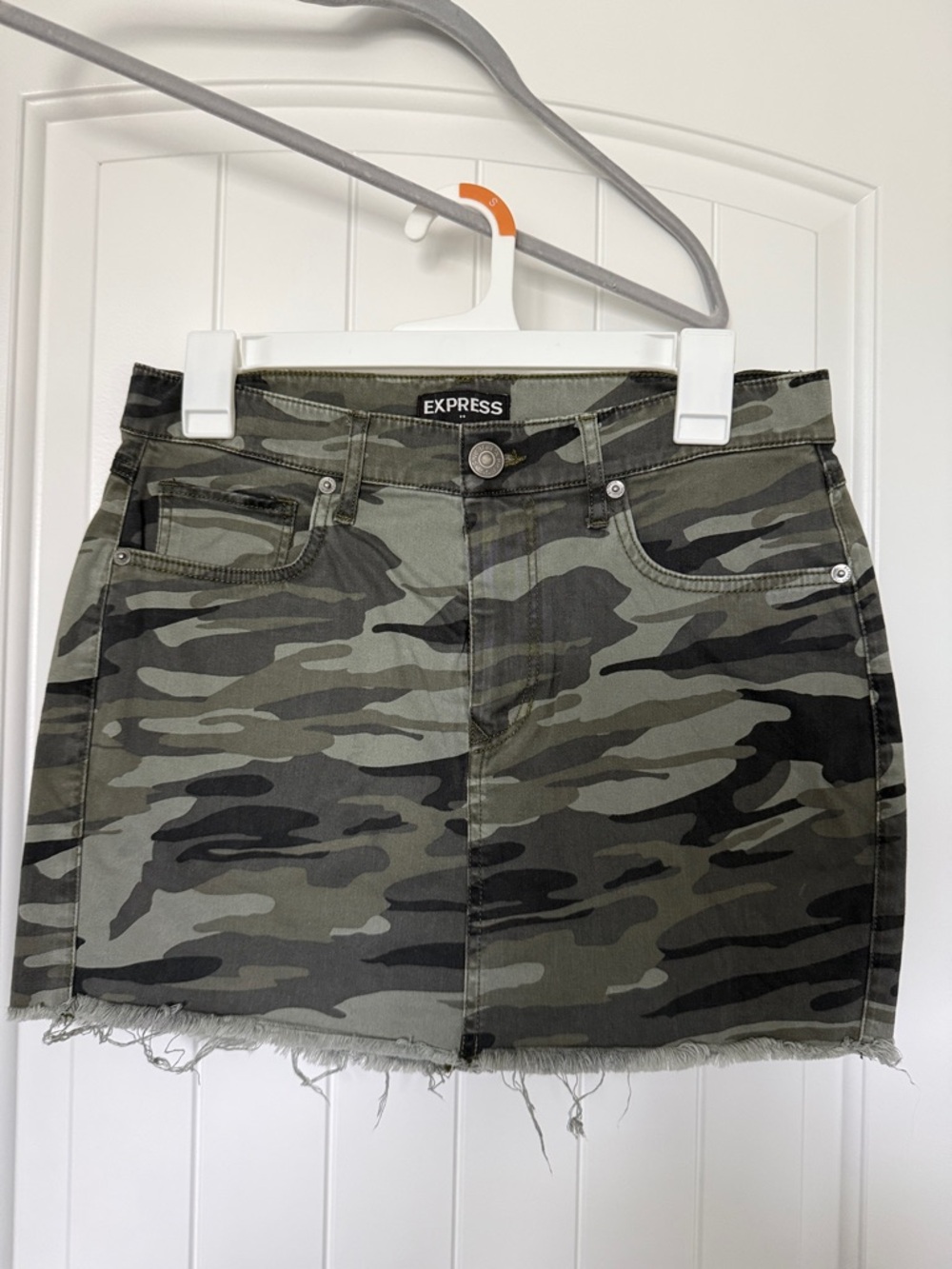 Express Camo Denim Mini Skirt - Olive & Black